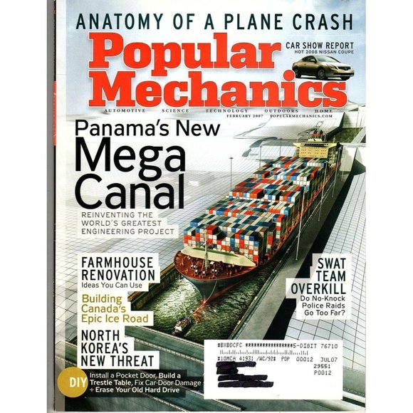 Popular Mechanics Magazine February 2007 Anatomy of a Plane Crash, Panama Canal - Picture 1 of 1